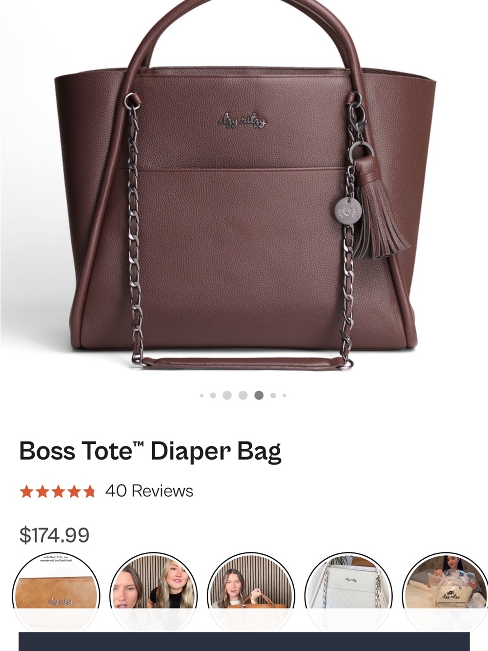 Itzy Ritzy Boss Tote Diaper Bag - Brown